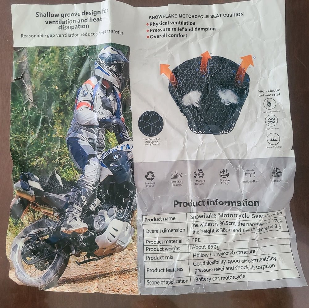Motorcycle Seat Cushion Honeycomb Style View 2